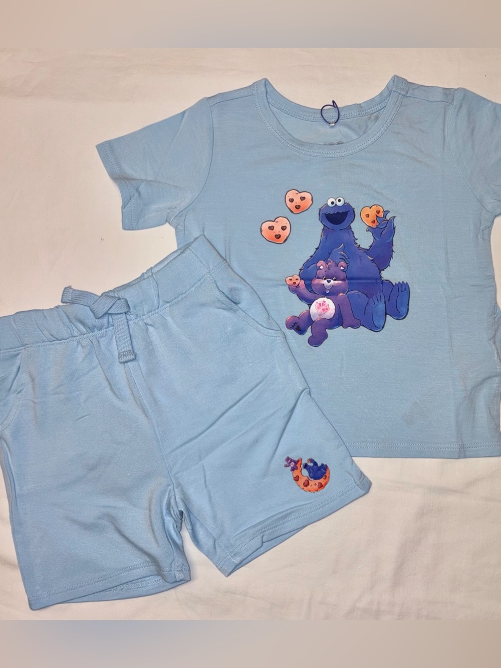 Posh Peanut X Care Bears X Sesame St bamboo shirt & shorts sz 18-24 Mo NWT